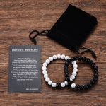 ⭐️ Bracelet distance pour couple noir et blanc cadeau pour votre partenaire