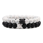 ⭐️ Bracelet distance pour couple noir et blanc cadeau pour votre partenaire