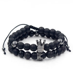2PCS/Set Couple His Hers Lover Bracelets Sets Women Men's Distance Black White Beads