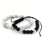 2PCS/Set Couple His Hers Lover Bracelets Sets Women Men's Distance Black White Beads