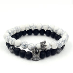 2PCS/Set Couple His Hers Lover Bracelets Sets Women Men's Distance Black White Beads