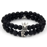 2PCS/Set Couple His Hers Lover Bracelets Sets Women Men's Distance Black White Beads
