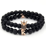 2PCS/Set Couple His Hers Lover Bracelets Sets Women Men's Distance Black White Beads
