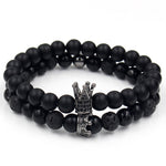 2PCS/Set Couple His Hers Lover Bracelets Sets Women Men's Distance Black White Beads